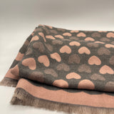 Soft Heart Printed Scarf in Pink & Grey - svnx