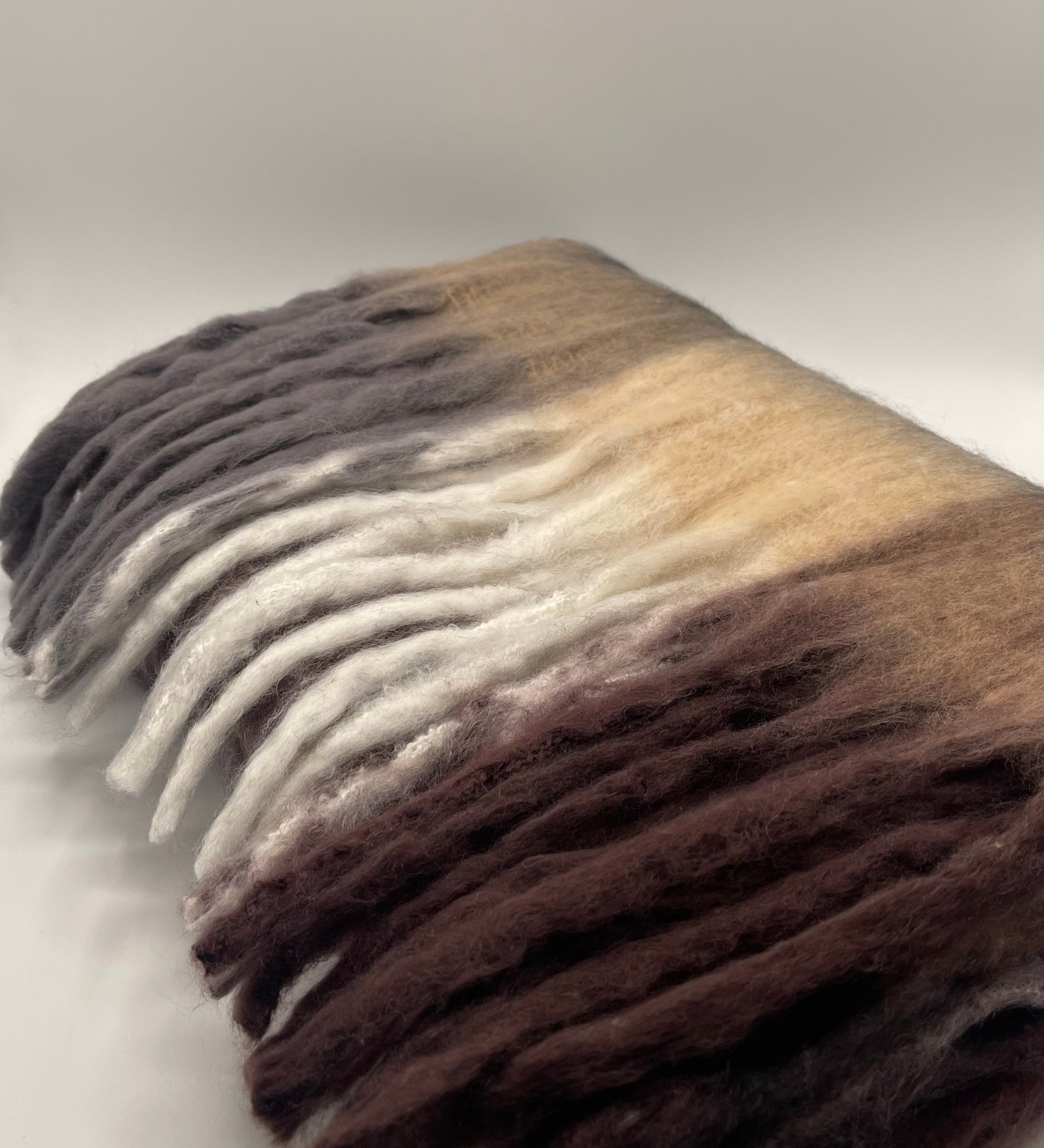 Soft Chunky Checked Scarf with Tassels - Muted Browns - svnx