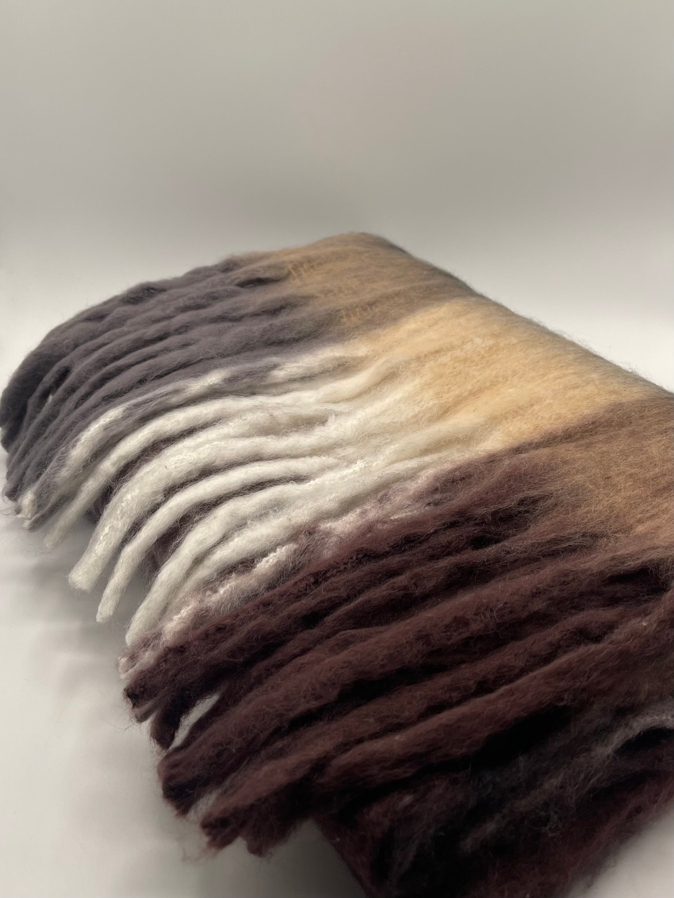 Soft Chunky Checked Scarf with Tassels - Muted Browns - svnx