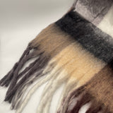 Soft Chunky Checked Scarf with Tassels - Muted Browns - svnx