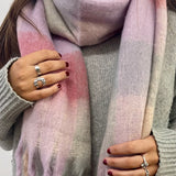 Light Pink Grey Stripe Scarf - svnx
