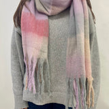 Light Pink Grey Stripe Scarf - svnx