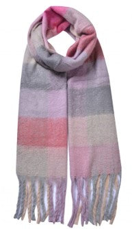 Light Pink Grey Stripe Scarf - svnx