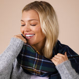 Tartan Print Scarf In Navy
