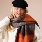 Chunky Contrasting Scarf In Brown Orange