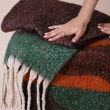 Chunky Contrasting Scarf In Brown Orange