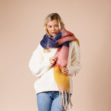 Chunky Contrasting Scarf In Pink Yellow