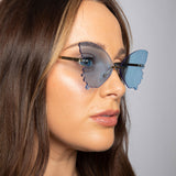 Frameless blue butterfly sunglasses