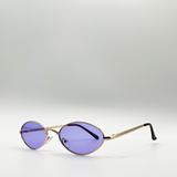 Metal Oval Frame Sunglasses with Lilac Lenses