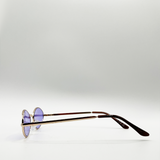 Metal Oval Frame Sunglasses with Lilac Lenses