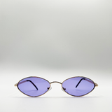 Metal Oval Frame Sunglasses with Lilac Lenses