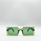 Square Frame Sunglasses in Green with Green lens