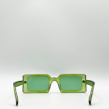 Square Frame Sunglasses in Green with Green lens