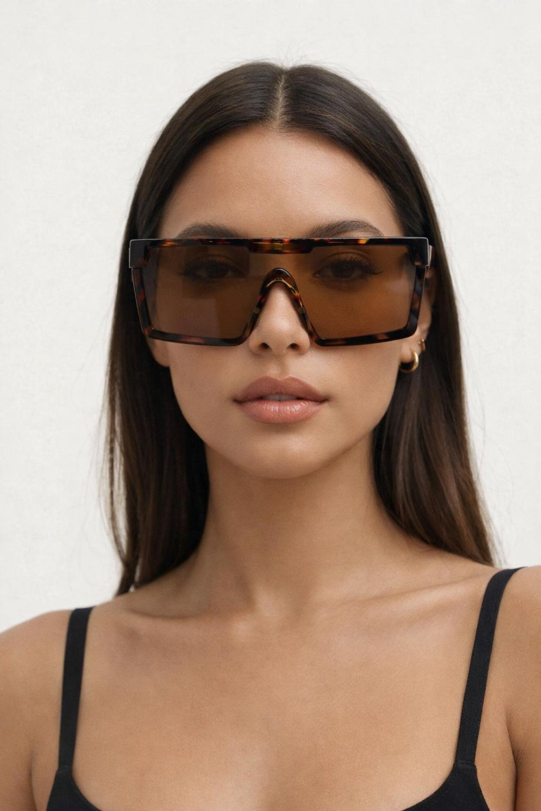 Tortoiseshell Oversized Flat Top Square Frame Sunglasses - svnx