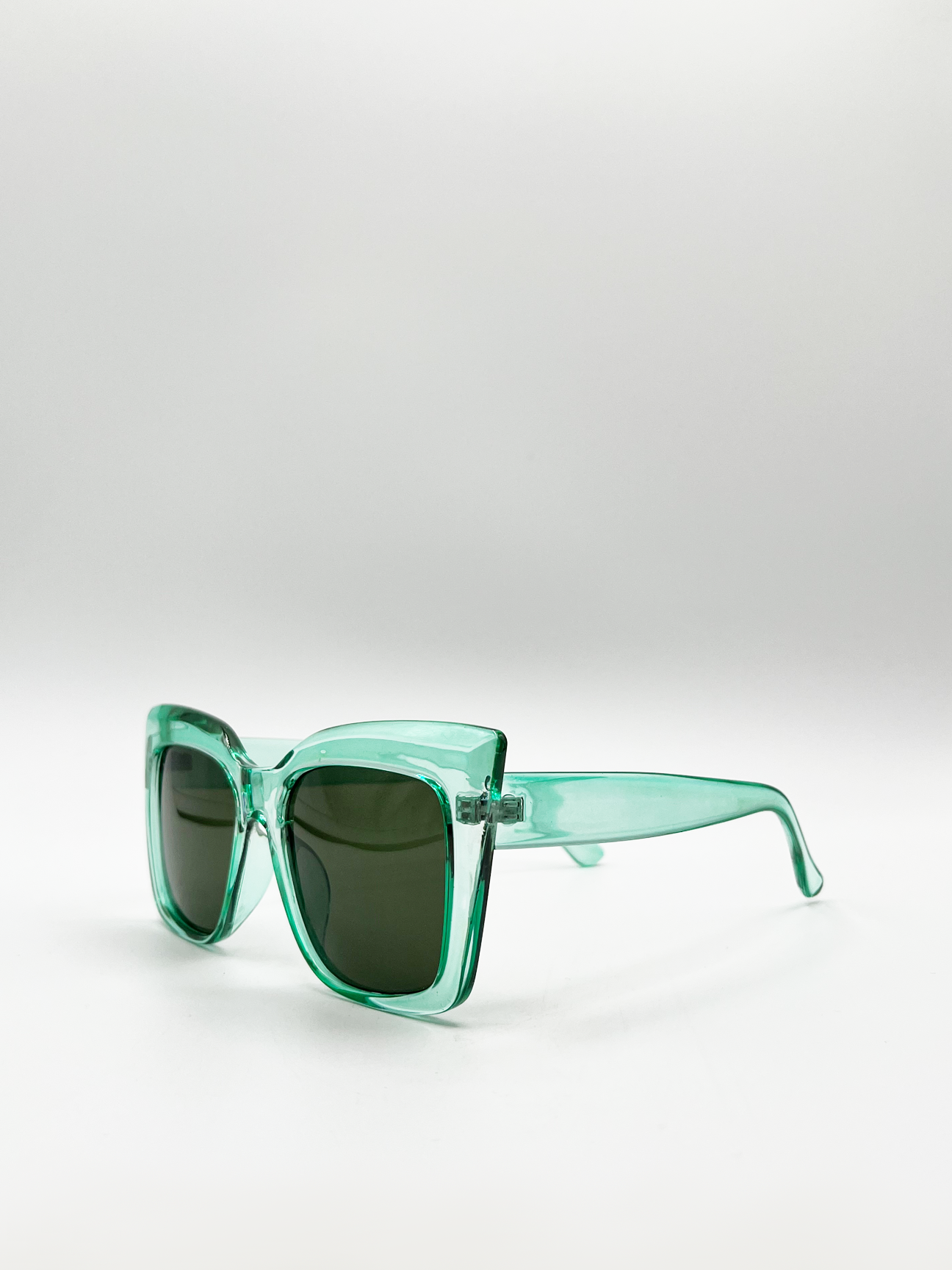 Clear plastic frame cat eye style sunglasses - svnx