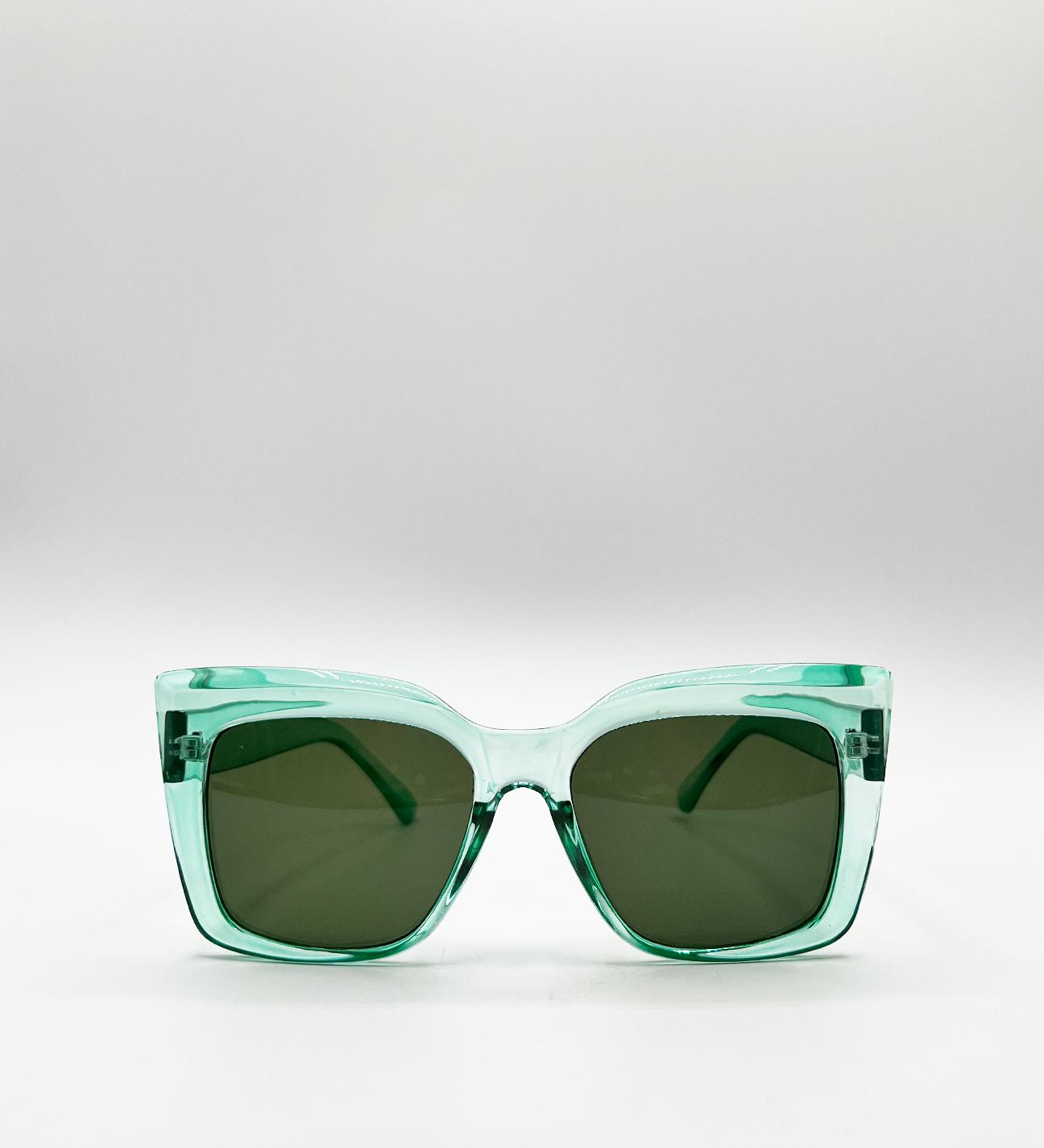 Clear plastic frame cat eye style sunglasses - svnx