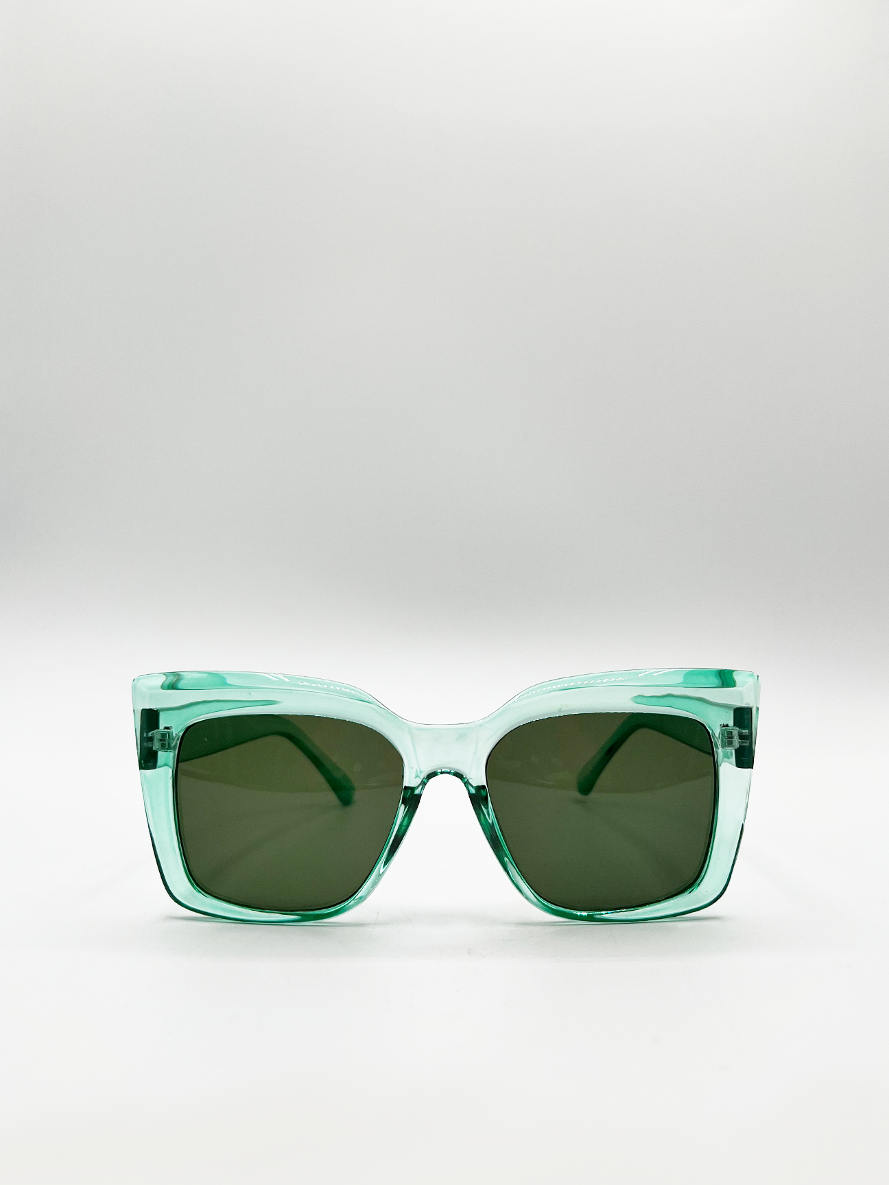 Clear plastic frame cat eye style sunglasses - svnx
