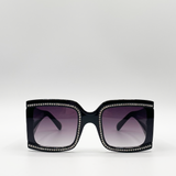 Oversized Square Sunglasses with Diamonte Detail