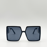 Oversized square sunglasses with temple frame detail