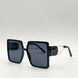 Oversized square sunglasses with temple frame detail