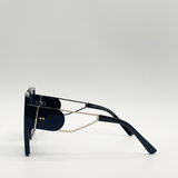 Oversized square sunglasses with temple frame detail