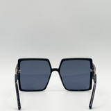 Oversized square sunglasses with temple frame detail