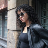 Pale grey tortoiseshell oversized hexagon Sunglasses - svnx