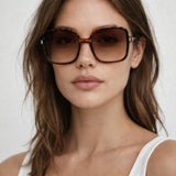 Oversized Retro Square Sunglasses in Tortoiseshell - svnx