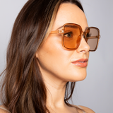 Oversized Lightweight Square Frame Sunglasses in Light Brown