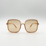 Oversized Lightweight Square Frame Sunglasses in Light Brown