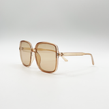 Oversized Lightweight Square Frame Sunglasses in Light Brown