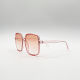 Oversized Lightweight Square Frame Sunglasses in Pale Pink