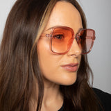 Oversized Lightweight Square Frame Sunglasses in Pale Pink