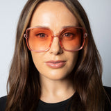 Oversized Lightweight Square Frame Sunglasses in Pale Pink