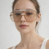 Wave Mask Sunglasses in Champagne - svnx