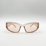 Wrap Around Racer Sunglasses in Translucent Pink