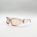 Wrap Around Racer Sunglasses in Translucent Pink