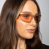 Wrap Around Racer Sunglasses in Translucent Pink