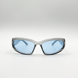 Wrap Around Racer Sunglasses in Translucent Blue