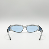 Wrap Around Racer Sunglasses in Translucent Blue