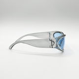 Wrap Around Racer Sunglasses in Translucent Blue