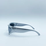 Wrap Around Racer Sunglasses in Silver