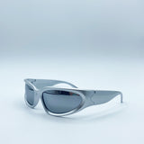 Wrap Around Racer Sunglasses in Silver