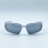 Wrap Around Racer Sunglasses in Silver