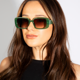 Oversized Rectangle Sunglasses in Green