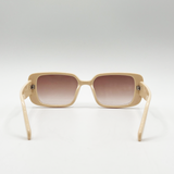 Oversized Rectangle Sunglasses in Beige