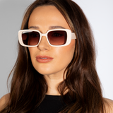 Oversized Rectangle Sunglasses in Beige