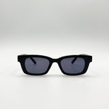 Black Small Wayfarer Sunglasses with Circular Detail