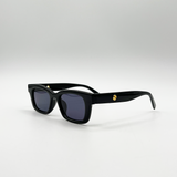 Black Small Wayfarer Sunglasses with Circular Detail