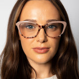 Nude pink and Animal print Clear Lens Glasses